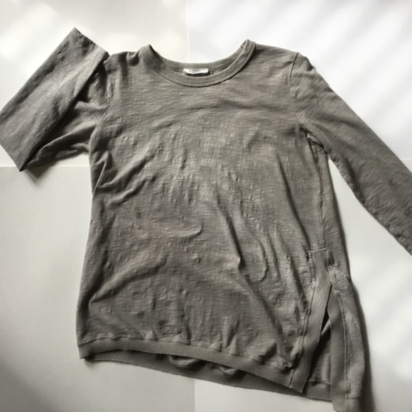 Asymmetrical Side Slit Tunic Tee Shirt by Lush MED Gray - Picture 3 of 10